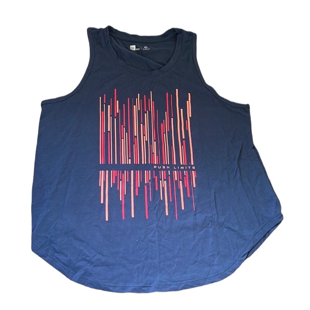 Xersion Blue & Pink Vertical Striped "Push Limits" Athletic Tank